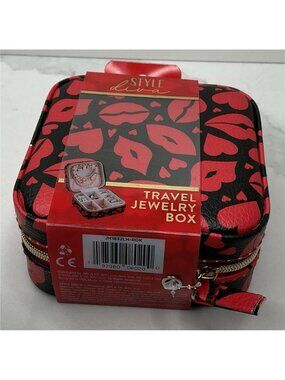 Style Diva Travel Jewelry Box Red Lips Hearts Organizer Case Coquette Glam New